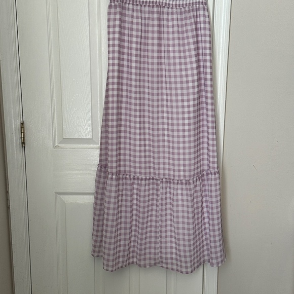 Ingrid & Isabel Maternity Purple White Gingham Dress Size Medium Checkered Maxi - Picture 2 of 9